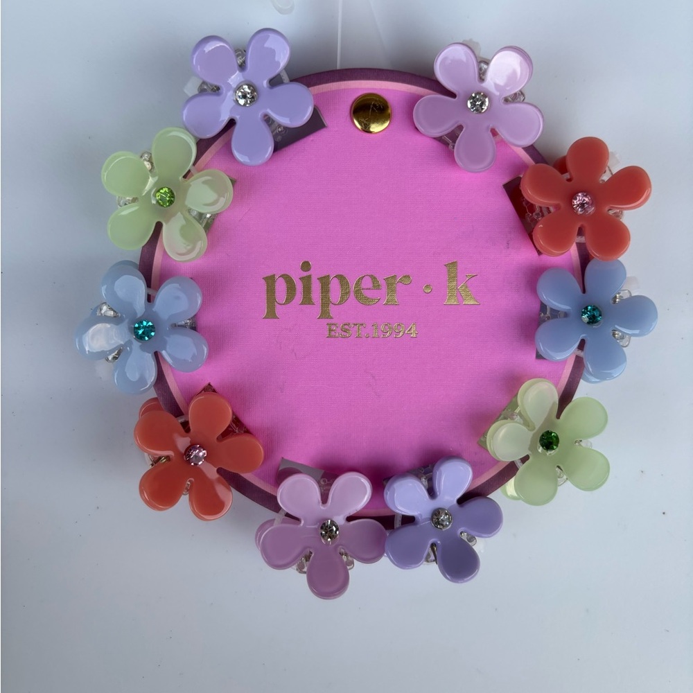 Piper K floral hair clips (metal) pastel colors with rhinestones / NEW